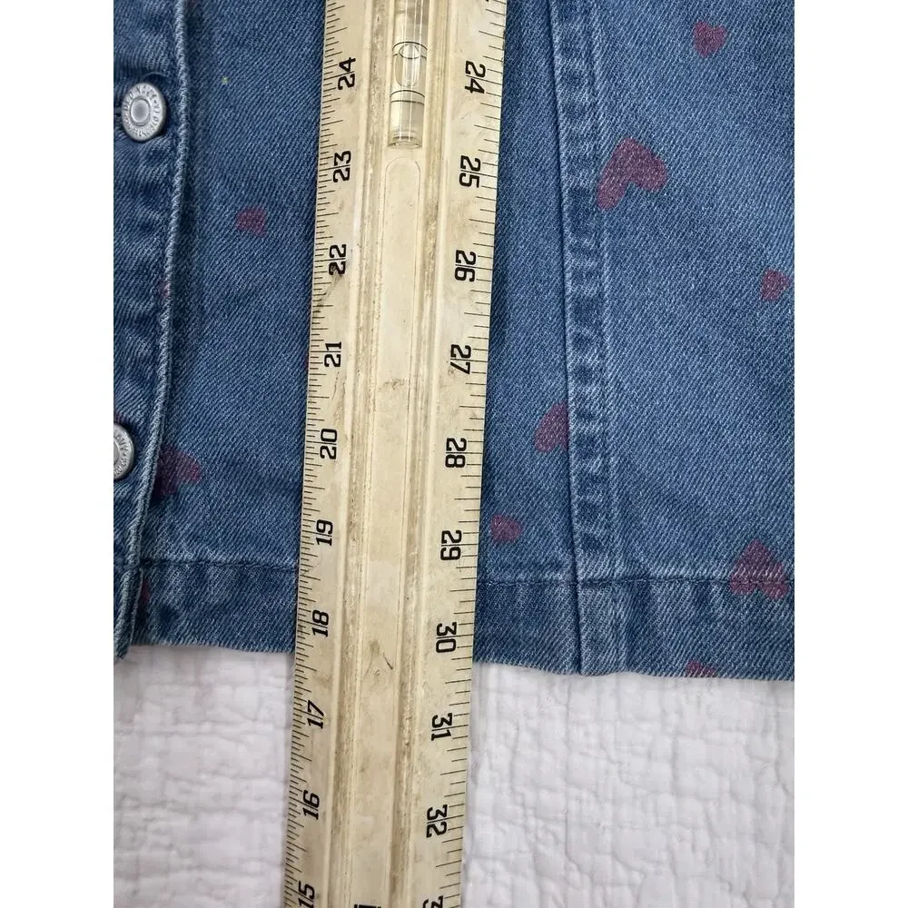 Old Navy Girls Denim A-Line Dress XL (14-16) Plus Heart Button Front V-Neck
